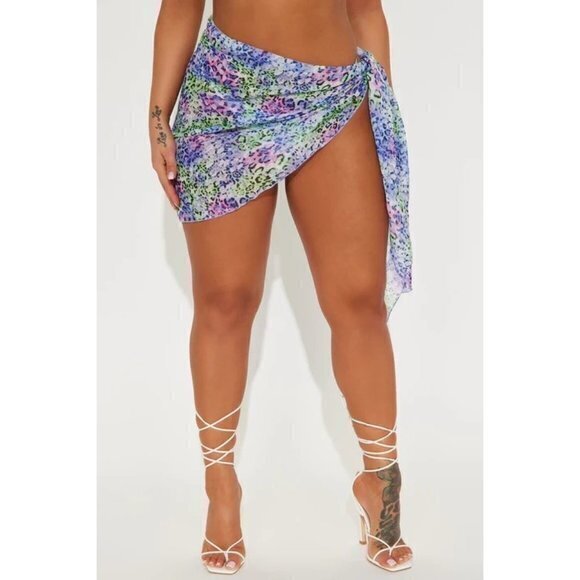 Catherine Malandrino Summer Moves Mesh Tie Cover Up Sarong‎ Blue Size XL RefFNB3 - Picture 1 of 8